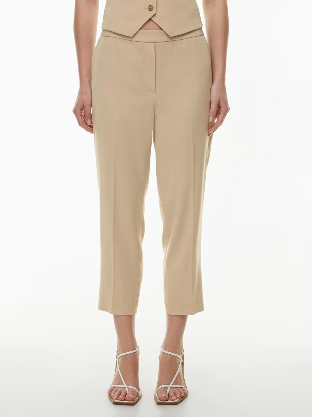 Aritzia Babaton Conan Beige Tailored Cropped Dress Pants Womens Size 12